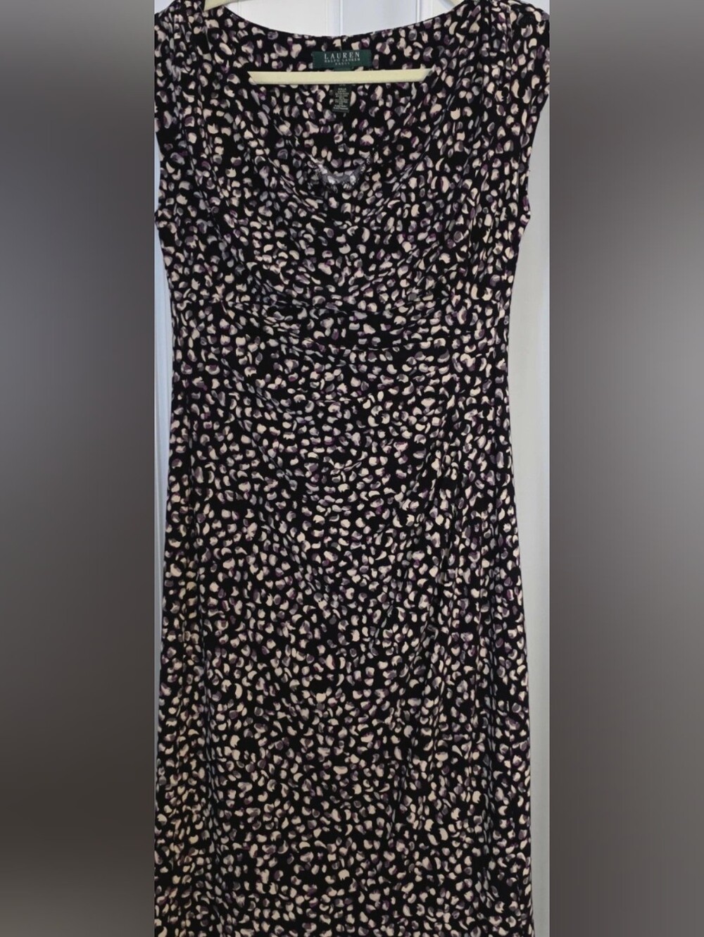 Lauren Ralph Lauren Sheath Dress 6 Cowl Neck Stretch Animal Print Knee cheetah